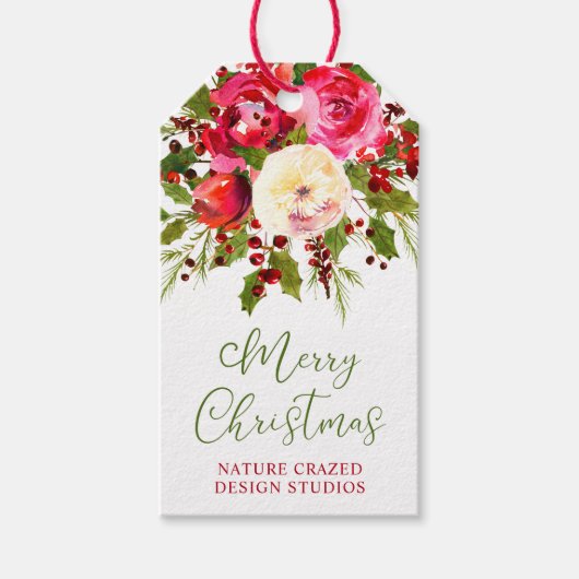 Kerstbloemen Cadeaulabel (Voorkant)
