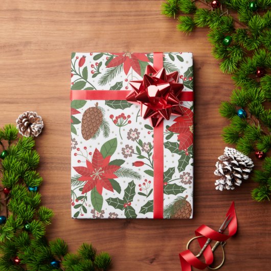 kerstbloemen cadeaupapier (Feestdagen Geschenken)