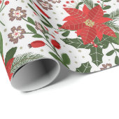 kerstbloemen cadeaupapier (Rol Hoek)