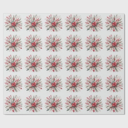 kerstbloemen cadeaupapier (Vlak)