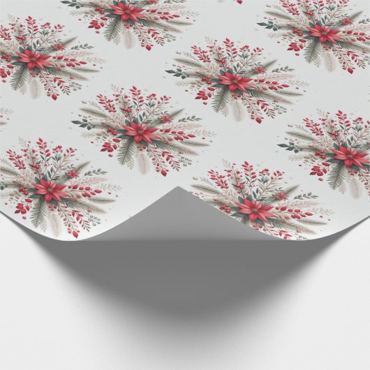 kerstbloemen cadeaupapier (Hoek)