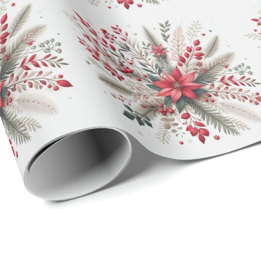 kerstbloemen cadeaupapier (Rol Hoek)