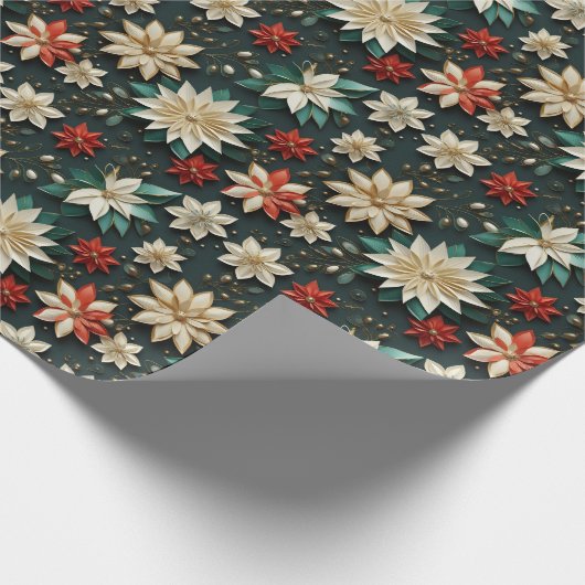 kerstbloemen cadeaupapier (Hoek)