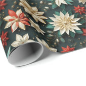 kerstbloemen cadeaupapier (Rol Hoek)