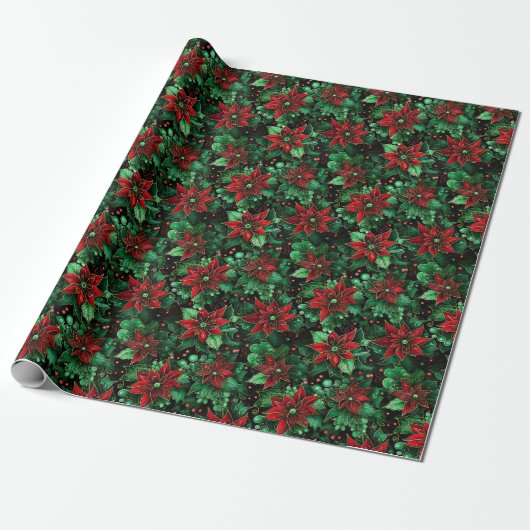 kerstbloemen cadeaupapier (Uitgerold)