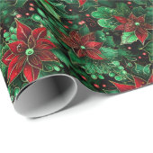 kerstbloemen cadeaupapier (Rol Hoek)