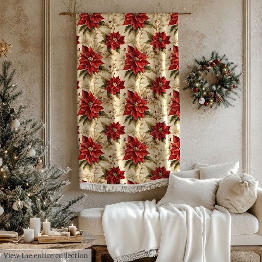Kerstbloemen Dekbed Vintage Kerstaccent Fleece Deken