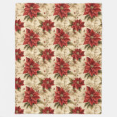 Kerstbloemen Dekbed Vintage Kerstaccent Fleece Deken (Voorkant)
