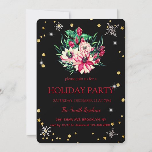 Kerstbloemen Diamanten cute Kaart (Voorkant)