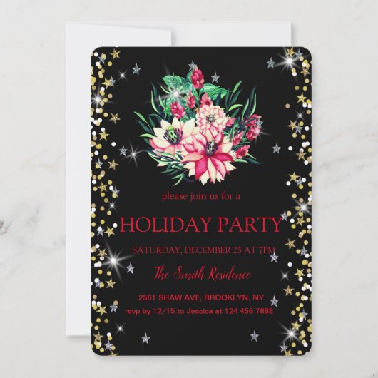 Kerstbloemen Diamanten leuk Kaart (Voorkant)