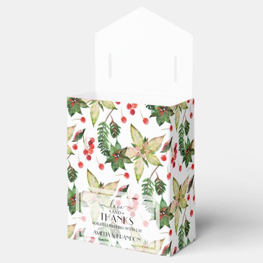 kerstbloemen en bessen bedankdoosjes (Geopend)