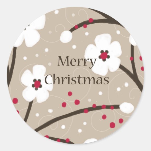 Kerstbloemen en bessen Sticker (Voorkant)