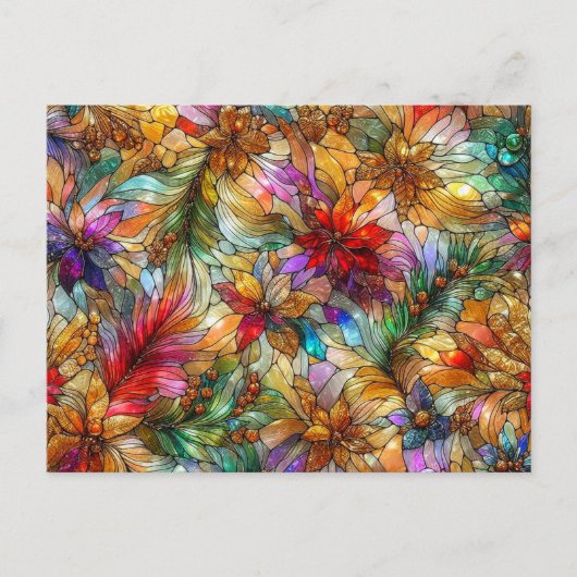 Kerstbloemen en bladeren ~ Briefkaart ~ (Voorkant)