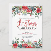 Kerstbloemen en lijst met winterbladeren kaart (Voorkant)