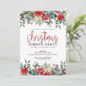 Kerstbloemen en lijst met winterbladeren kaart (Staand voorkant)