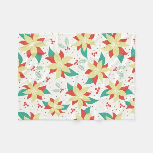 Kerstbloemen en maretak fleece deken (Voorkant (Horizontaal))