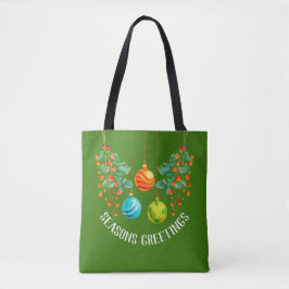 Kerstbloemen en -ornamenten tote bag