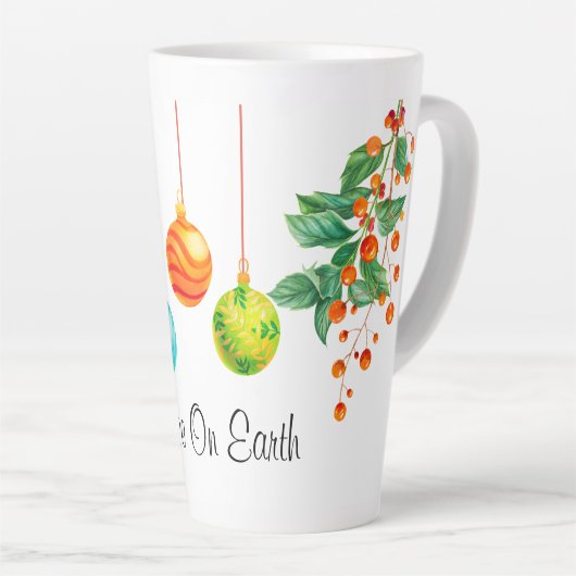 Kerstbloemen en sierplanten latte mok (Rechterhoek)