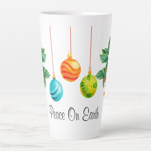 Kerstbloemen en sierplanten latte mok (Voorkant)