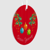 Kerstbloemen en sierplanten ornament (voorkant)