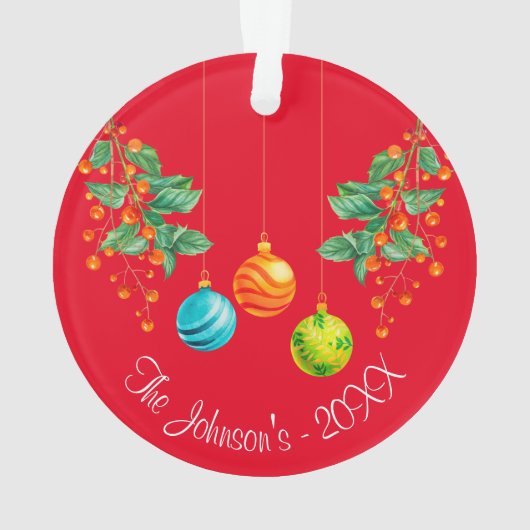 Kerstbloemen en sierplanten ornament (achterkant)