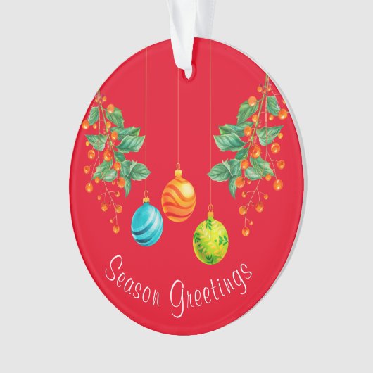 Kerstbloemen en sierplanten ornament (voorkant)