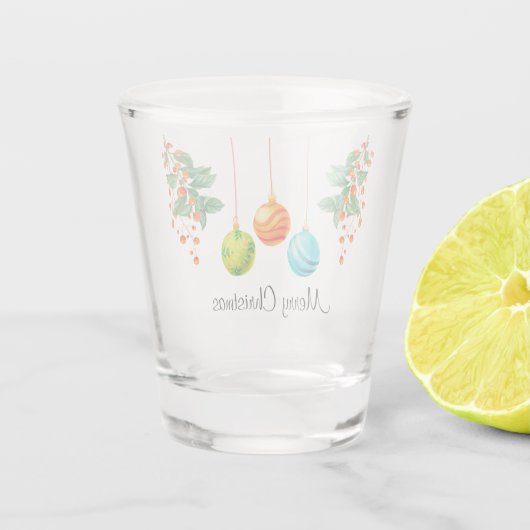 Kerstbloemen en sierplanten shot glas (Achterkant)