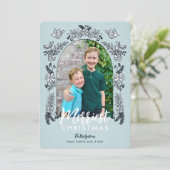 Kerstbloemen Fototoestel Feestdagenkaart (Staand voorkant)