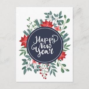 Kerstbloemen Gelukkig Nieuwjaar Feestdagenkaart