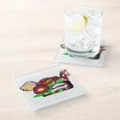 kerstbloemen glazen onderzetter (Schuin)