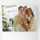 Kerstbloemen Goud Vrolijke Tekst Multi-Foto Drieluik Wenskaart (Binnenzijde eerst)