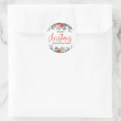 Kerstbloemen, grens en moderne typografie ronde sticker (Tas)