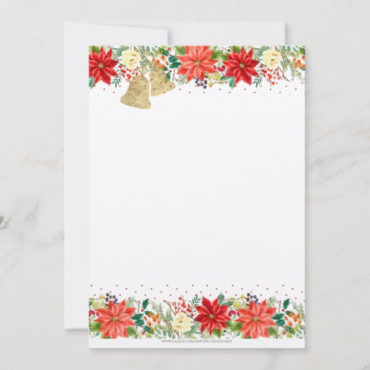 Kerstbloemen grens en typografie Uitnodiging (Achterkant)