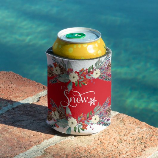 Kerstbloemen grens-Laat het sneeuwtypografie Blikjeskoeler (Insitu Zwembad)
