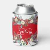 Kerstbloemen grens-Laat het sneeuwtypografie Blikjeskoeler (Blikje Voorkant)
