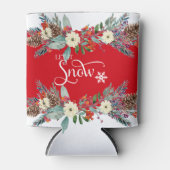 Kerstbloemen grens-Laat het sneeuwtypografie Blikjeskoeler (Voorkant)