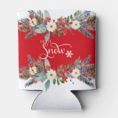 Kerstbloemen grens-Laat het sneeuwtypografie Blikjeskoeler (Achterkant)