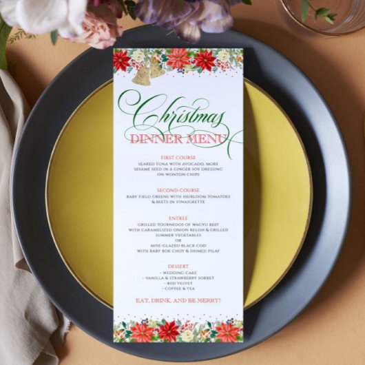 Kerstbloemen grens Typografie Kaart