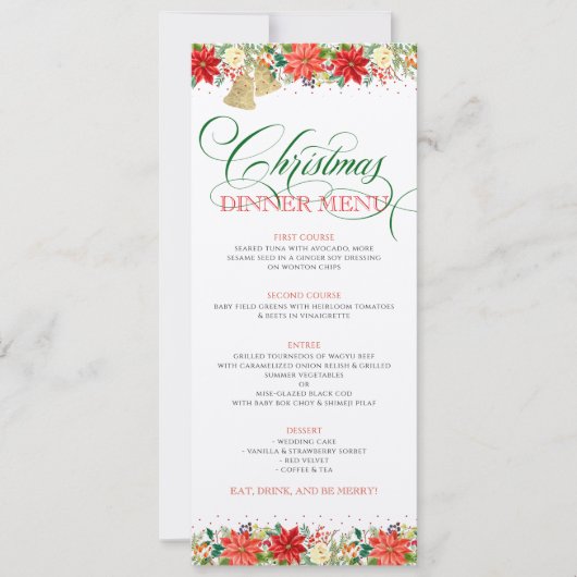 Kerstbloemen grens Typografie Kaart (Voorkant)