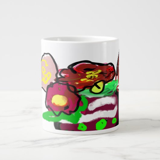 kerstbloemen grote koffiekop (Voorkant)