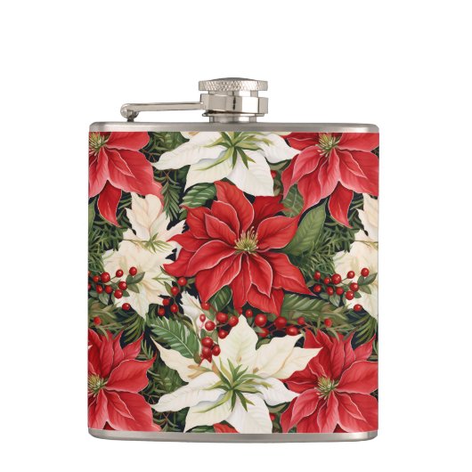 kerstbloemen heupfles (Voorkant)