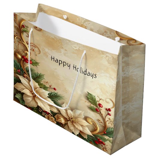 Kerstbloemen Kerstcadeautas Groot Cadeauzakje (Voorkant Gekanteld)