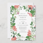 Kerstbloemen Kerstfeest Uitnodiging (Voorkant)