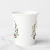 Kerstbloemen krans op maat monogram papieren bekers (Links)