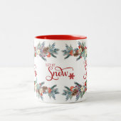 Kerstbloemen - Laat het sneeuwen rode typografie Tweekleurige Koffiemok (Center)
