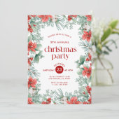 Kerstbloemen Lijst Uitnodiging (Staand voorkant)