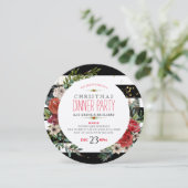 kerstbloemen, met adem en Stripes Diner Invite Kaart (Staand voorkant)