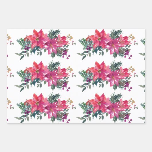 kerstbloemen met glanzende Waterverf, omslagpapier Inpakpapier Vel (Voorkant 2)