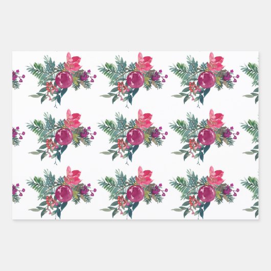 kerstbloemen met glanzende Waterverf, omslagpapier Inpakpapier Vel (Voorkant)