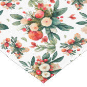 Kerstbloemen met groen boeketpatroon korte tafelloper (Hoek)